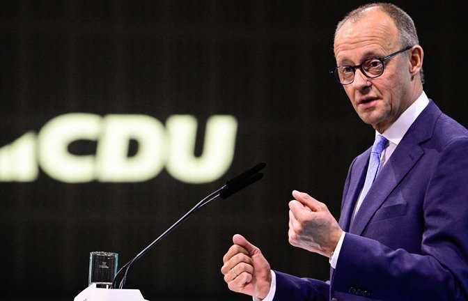 Friedrich Merz bei seiner Parteitagsrede ein Berlin<span class='image-autor'>Foto: AFP/TOBIAS SCHWARZ</span>