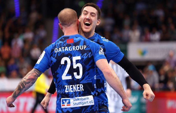 Ivan Snajder und Patrick Zieker: Riesenjubel beim TVB Stuttgart.<span class='image-autor'>Foto: Baumann/Julia Rahn</span>