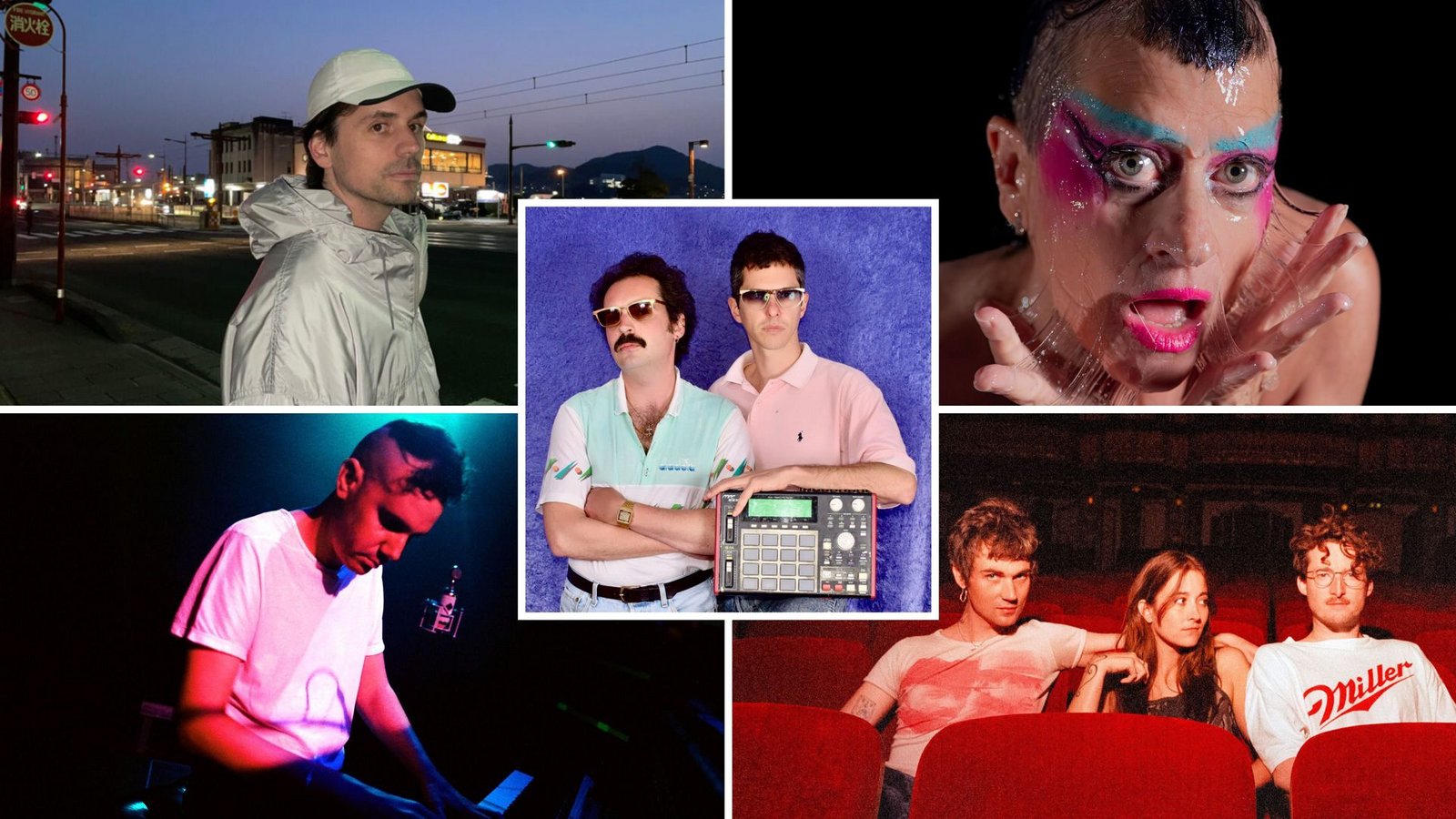 Zu den vielen Highlights der About Pop zählen die Auftritte von Leif Randt, Peaches, Nation Of Language und Josh Cohen (von links oben im Uhrzeigersinn) sowie von Mind Enterprises (Mitte)Foto: Veranstalter