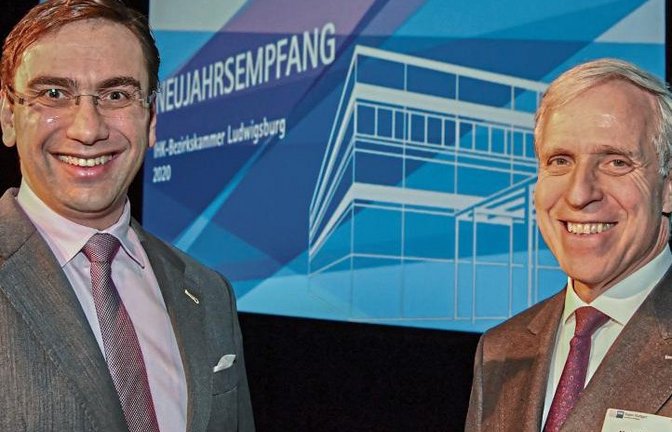 IHK-Präsident Albrecht Kruse (rechts) und Festredner Sven Gabor Jánszky.