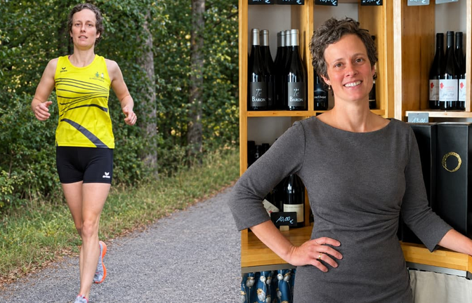 Lea Egeler aus Holzgerlingen führt einen Feinkostladen und schnürt in ihrer Freizeit die Laufschuhe<span class='image-autor'>privat/KI-Montage: Maximilian Schöbel</span>