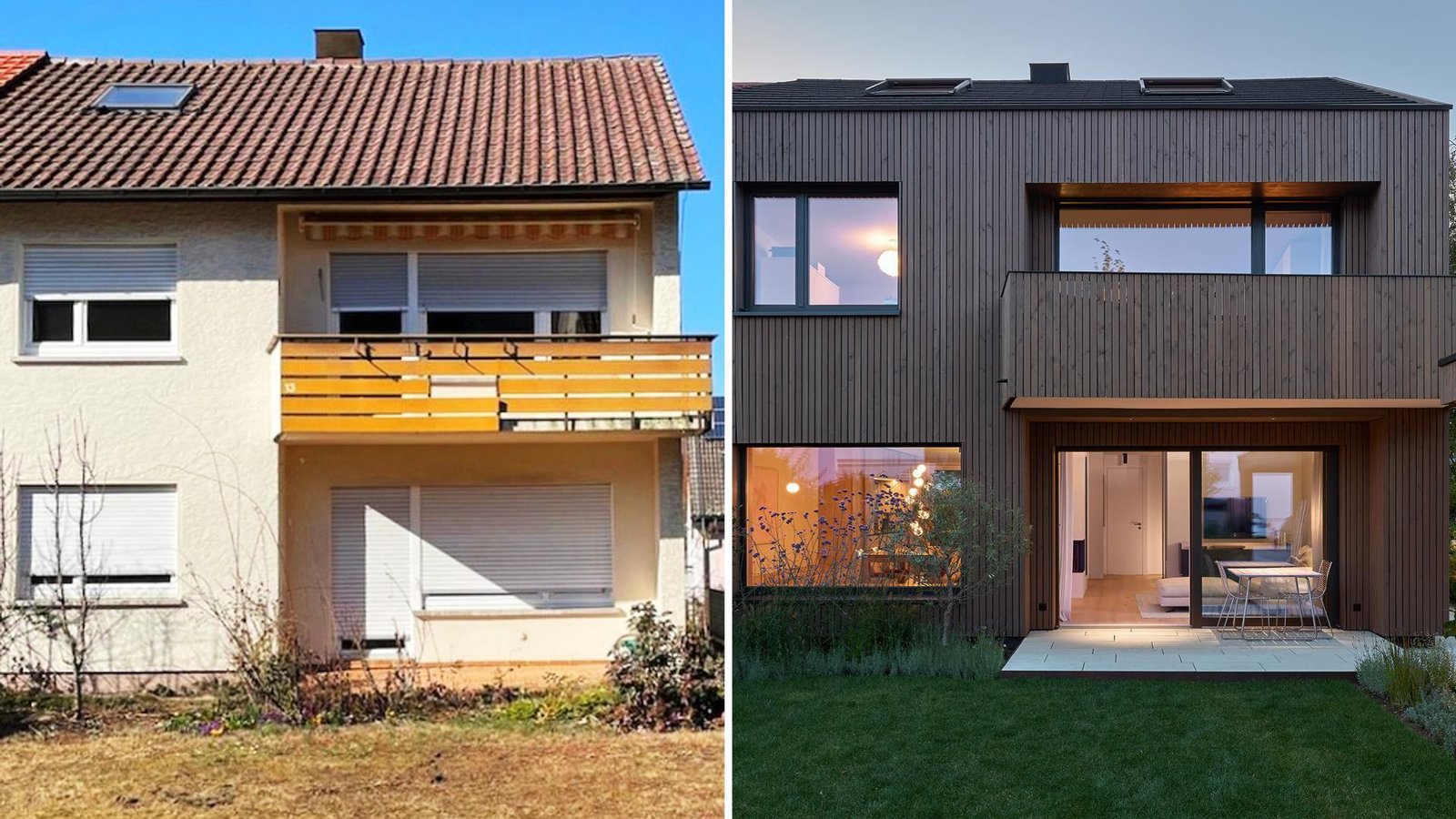 Das Haus in Gerlingen nahe Stuttgart vor und nach der Sanierung durch den  Architekten Thilo Holzer.Foto: Zooey Braun