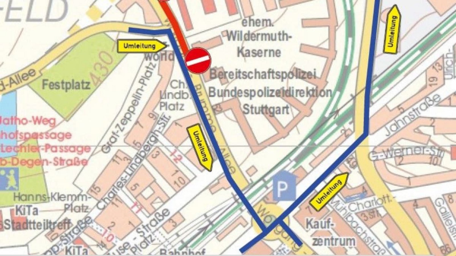 So verläuft die Umleitung.Stadt Böblingen So verläuft die Umleitung.Stadt Böblingen