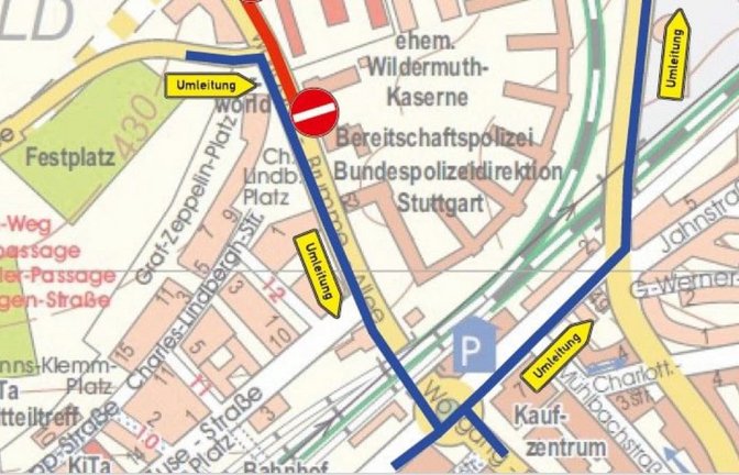 So verläuft die Umleitung.<span class='image-autor'>Stadt Böblingen</span>