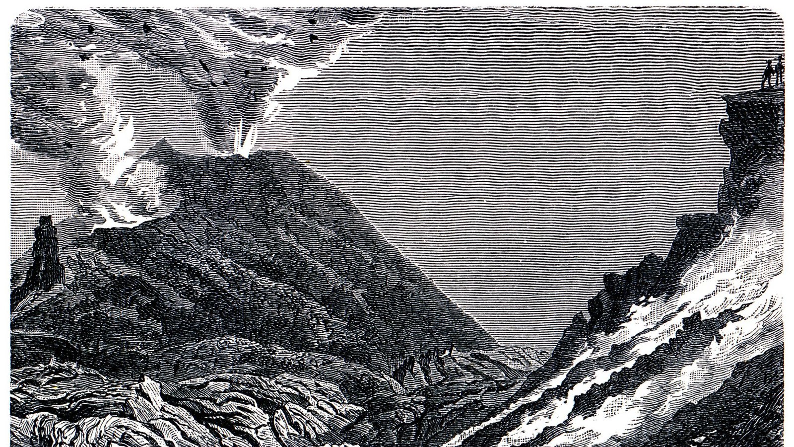 1631 n. Chr. – Vesuv, Italien: 4000 Menschen starben durch Schlamm- und Lavafluten (Ausbruch des Vesuv: Zeichnung von 1880).Foto: imago/uig