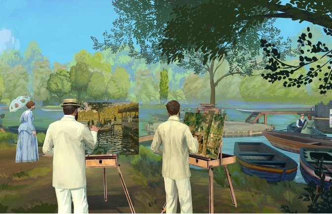 Bei der virtuellen Zeitreise kann man Monet und Renoir auch beim Malen zuschauen.<span class='image-autor'>Foto: Excurio – GEDEON Experiences – Musée d’Orsay</span>