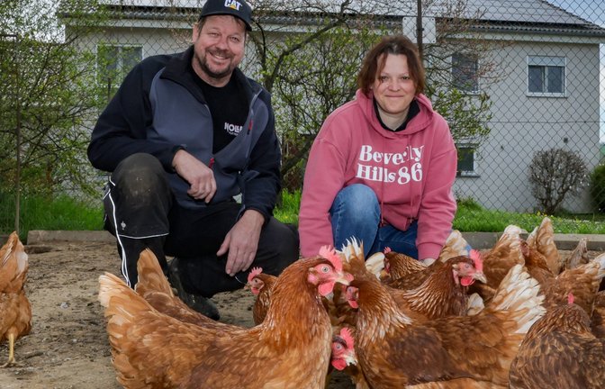 Oberriexinger Frühlingserwachen auf den Aussiedlerhöfen. Erstmals dabei: Michael Grotz mit seiner Partnerin Ramona Müller <span class='image-autor'>Foto: Kalb</span>