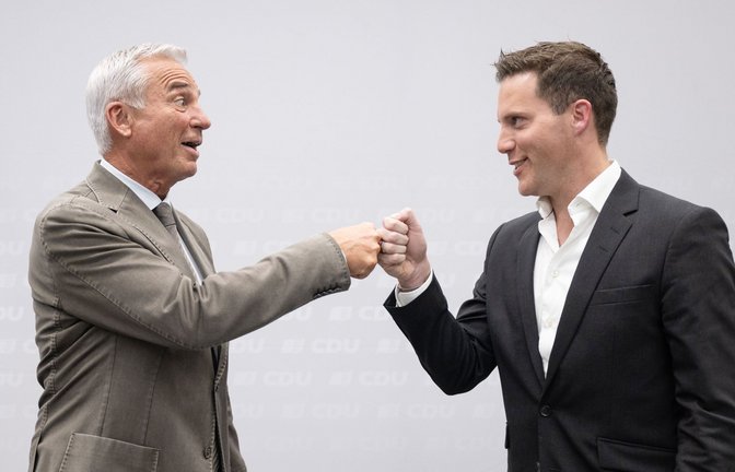 Der CDU-Landesvorsitzende Thomas Strobl (li.) und sein vermutlicher Nachfolger Manuel Hagel können sich über gute Umfragewerte ihrer Partei freuen.<span class='image-autor'>Foto: dpa/Marijan Murat</span>