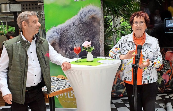 Gerlinde Kretschmann (rechts) und Wilhelma-Direktor Thomas Kölpin beim Ehrenamtskaffee in der Wilhelma.<span class='image-autor'>Foto: &nbsp;</span>