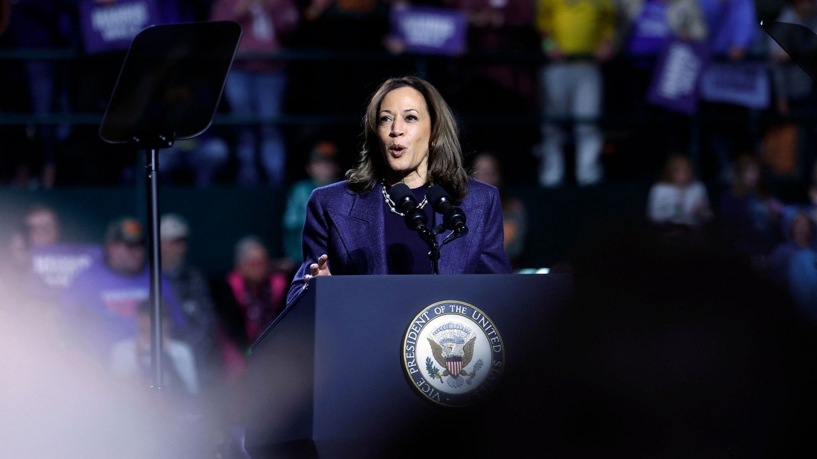 Kamala Harris bei einem Wahlkampfauftritt in Michigan.Foto: AFP/JEFF KOWALSKY Kamala Harris bei einem Wahlkampfauftritt in Michigan.Foto: AFP/JEFF KOWALSKY