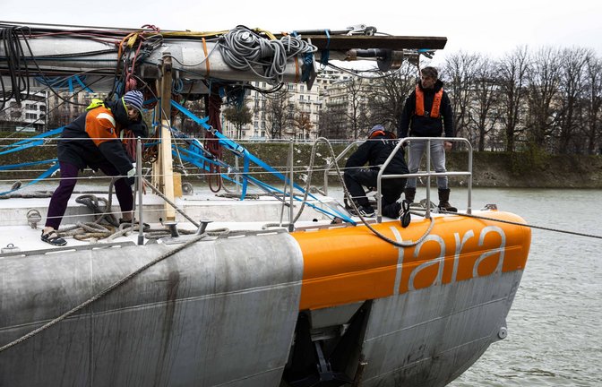 Forschungsschiff Tara in Paris – auf einer 125.000 Kilometer langen Fahrt erforschten die Wissenschaftler RNA-Viren rund um den Erdball.<span class='image-autor'>Foto: imago/Alexis Sciarde</span>