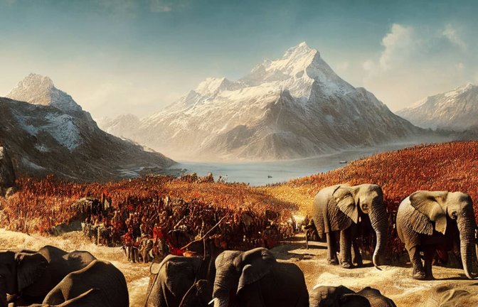 Der karthagische Heerführer Hannibal zog 218 v. Chr. mit einem Teil seines Heeres von der Iberischen Halbinsel nach Italien, um einem römischen Angriff auf Spanien und Nordafrika zuvorzukommen. Vermutlich zog der Punier über das Tal der Rhone und dann über das Tal der Isère in neun Tagen weiter in die Alpen.<span class='image-autor'>Imago/Zoonar</span>