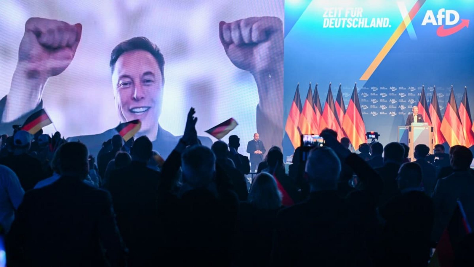 Schon im Bundestagswahlkampf unterstützte er die AfD: Tesla-Chef Elon Musk. Zum Parteitag im Januar 2025 wurde er zum Parteitag in Halle (Saale) zugeschaltet.Hendrik Schmidt/dpa Schon im Bundestagswahlkampf unterstützte er die AfD: Tesla-Chef Elon Musk. Zum Parteitag im Januar 2025 wurde er zum Parteitag in Halle (Saale) zugeschaltet.Hendrik Schmidt/dpa