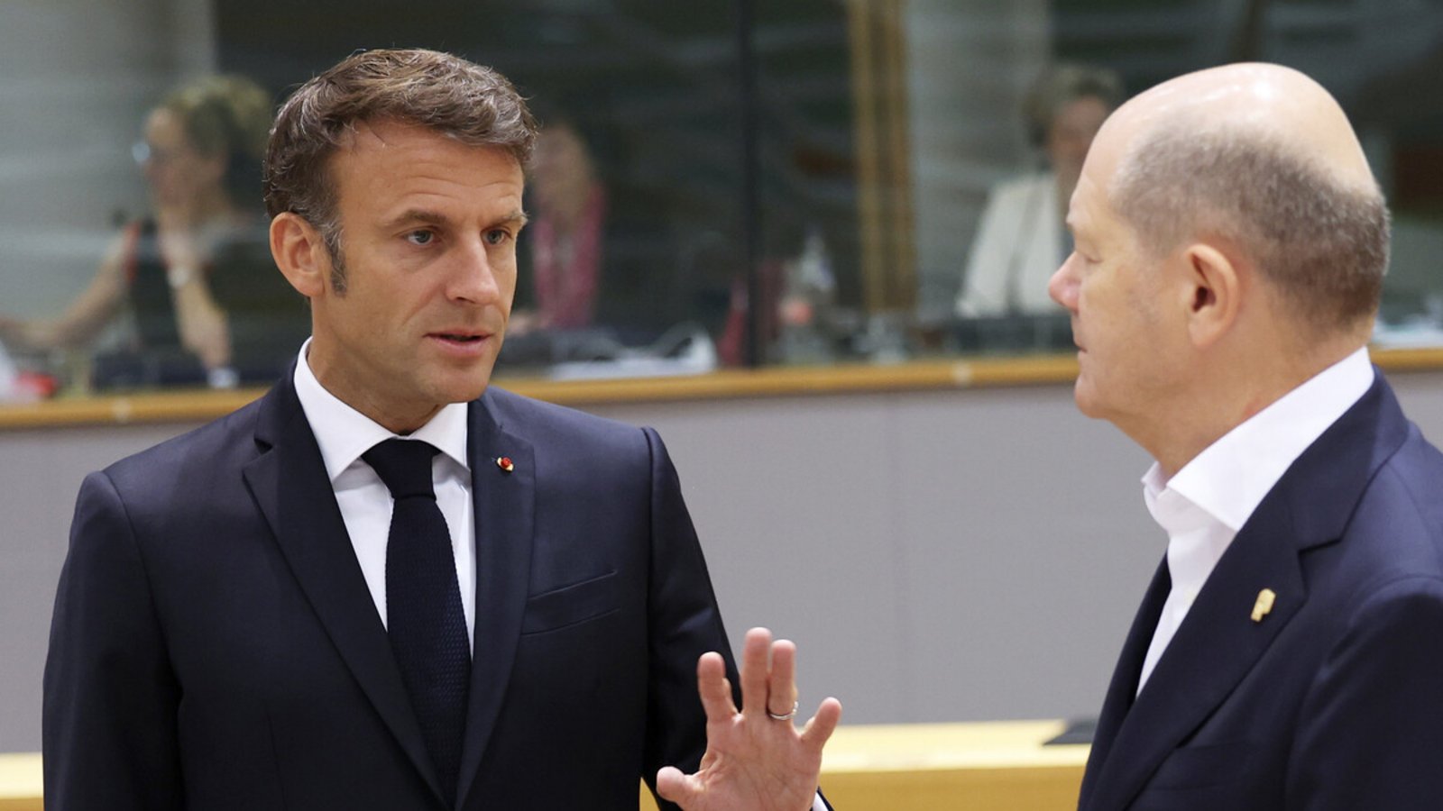 Frankreichs Präsident Emmanuel Macron und Kanzler Olaf Scholz (r.).Foto: dpa/Geert Vanden Wijngaert Frankreichs Präsident Emmanuel Macron und Kanzler Olaf Scholz (r.).Foto: dpa/Geert Vanden Wijngaert