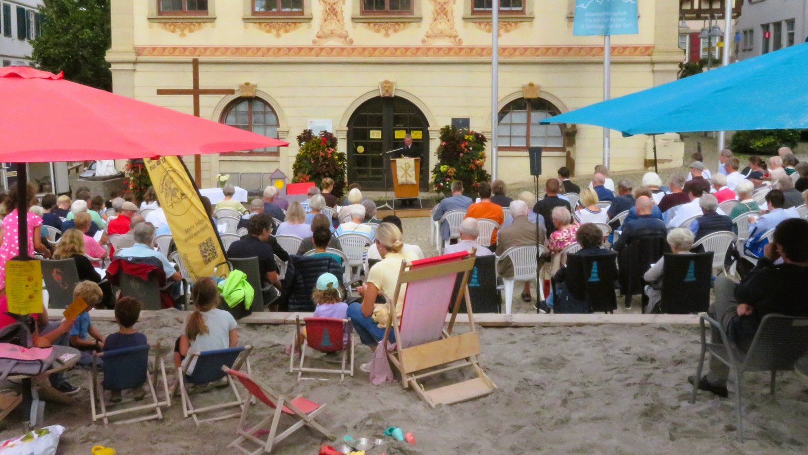 Gottesdienst evangelische Kirchengemeinde Vaihingen Strandleben Open-Air Glaube Religion Sommer