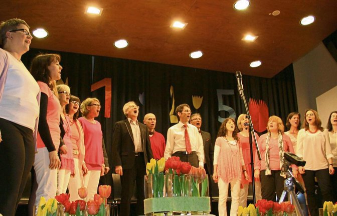 Der Chor No Limit zeigt seine Vielfältigkeit: Fetzig präsentieren sich die Sänger bei „Eye of the Tiger“, bei Rammsteins „Engel“ schlagen sie düstere Töne an. Fotos: Rostek