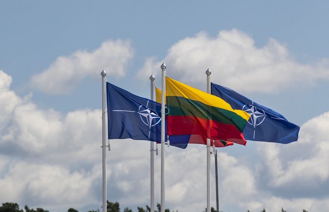 Flaggen der Nato-Mitgliedsländer.<span class='image-autor'>Foto: Mindaugas Kulbis/AP/dpa/Mindaugas Kulbis</span>