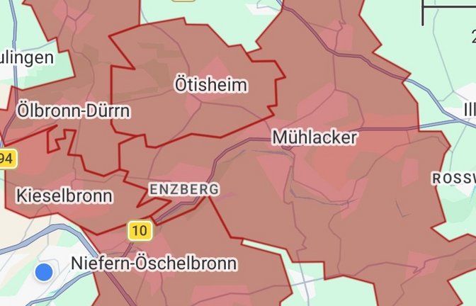 Auch über Warnapps wurde gewarnt, wie dieser Screenshot zeigt.