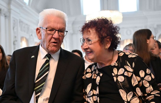 Winfried Kretschmann  und seine Ehefrau Gerlinde Kretschmann.<span class='image-autor'>Foto: Katharina Kausche/dpa</span>