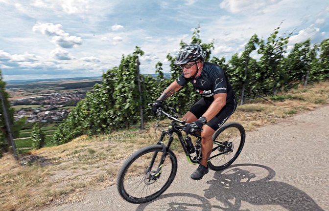 Um die Aussicht in den Weinbergen rund um Horrheim zu genießen, hatte Peter Knippel bei Rad am Ring at Home wenig Zeit. Foto: Küppers