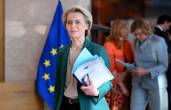 EU-Kommissionspräsidentin Ursula von der Leyen präsentiert ein Strategiepapier zur Aufrüstung Europas.<span class='image-autor'>Foto: AFP/NICOLAS TUCAT</span>