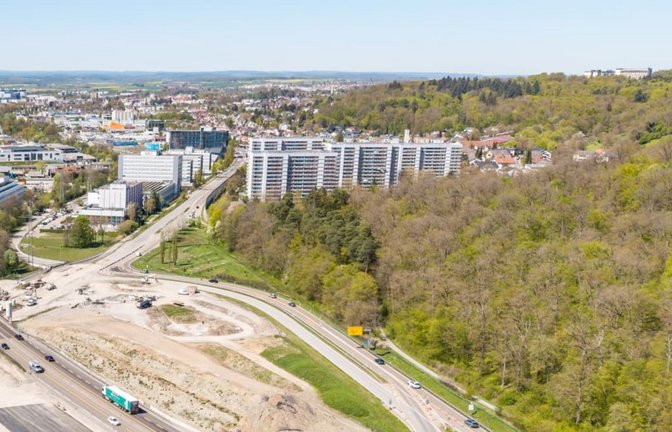 Nah an der Großbaustelle A81: die Hochhäuser in der Viehweise (Bildmitte)<span class='image-autor'>Stefanie Schlecht</span>