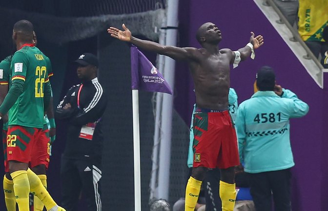 Vincent Aboubakar sorgte für Kameruns Siegtreffer gegen Brasilien.<span class='image-autor'>Foto: Tom Weller/dpa</span>