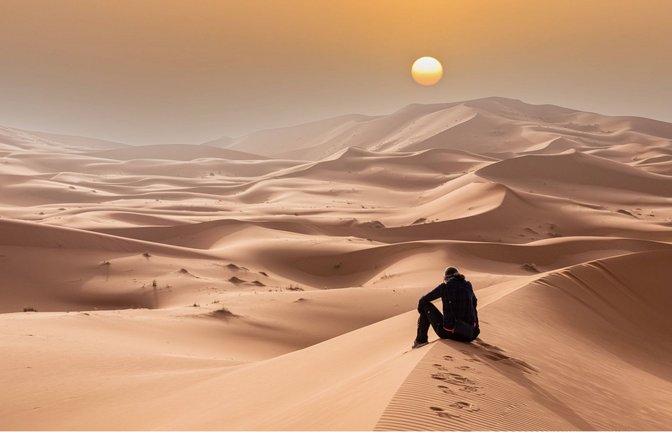 Unendliche Weiten: Der Erg (Sandmeer) Chebbi ist ein abgelegenes Gebiet inmitten der Sahara m Südosten Marokkos an der Grenze zu Algerien.<span class='image-autor'>Foto: Imago/Zoonar</span>