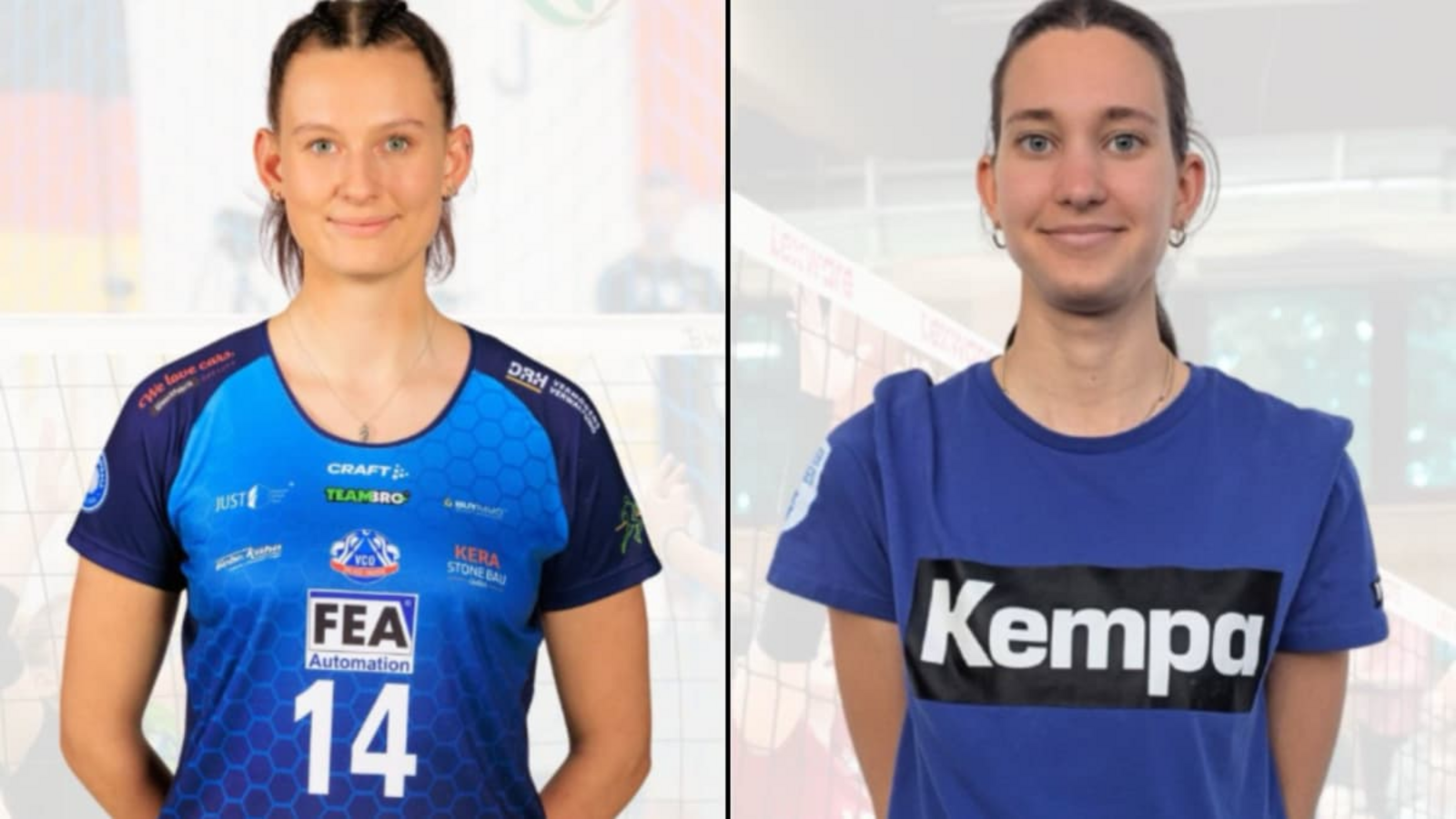 Die beiden neuen Mittelblockerinnen der Blaubären: Anni Tändler (li.) kommt von VCO Dresden, Annika Dilzer vom SV Karlsruhe-BeiertheimTSV Flacht