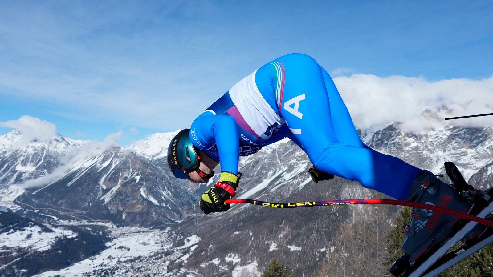 Giovanni Franzoni im Abfahrtstraining in Bormio.Foto: Julia Demaree Nikhinson