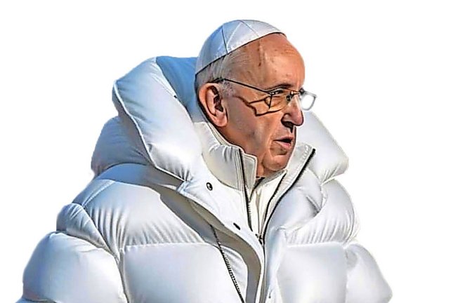 Ein (gefälschtes) Bild geht um die Welt: der Papst in Designer-Daunenjacke des Luxuslabels Balenciaga.<span class='image-autor'>Quelle: X/@get_zion</span>