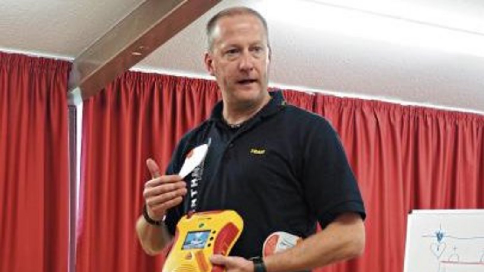 Frank van Dornick erklärte die Funktionsweise des Defibrillators. Foto: Lorch Frank van Dornick erklärte die Funktionsweise des Defibrillators. Foto: Lorch