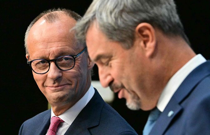 Wer lacht zuletzt? CDU-Chef Friedrich Merz (links) und CSU-Chef Markus Söder.<span class='image-autor'>Foto: AFP/TOBIAS SCHWARZ</span>