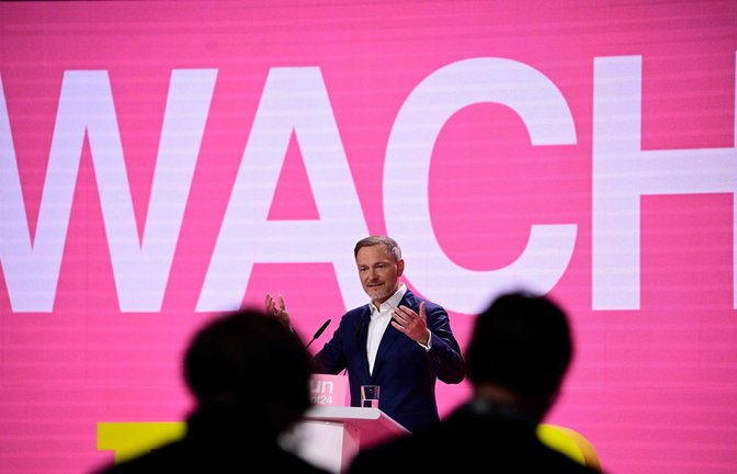 Christian Lindner beim FDP-Parteitag in Berlin.<span class='image-autor'>Foto: AFP/TOBIAS SCHWARZ</span>