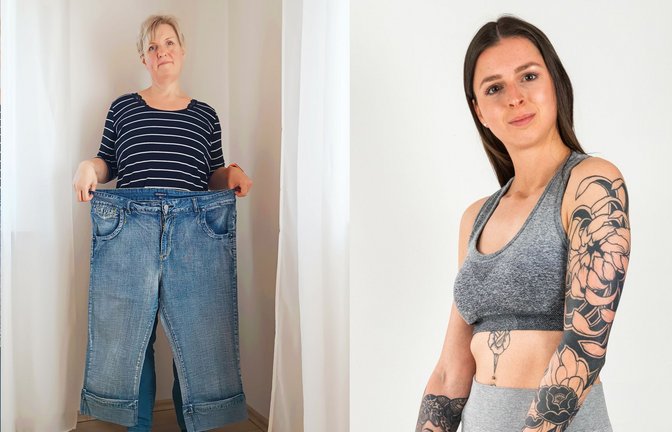 Annette Ficht (links) trug einst Größe 54. Annika Heiss war lange zu dünn und musste sich die Kilos erkämpfen.<span class='image-autor'>Foto: Susan Jörges/Jonas Scherm</span>