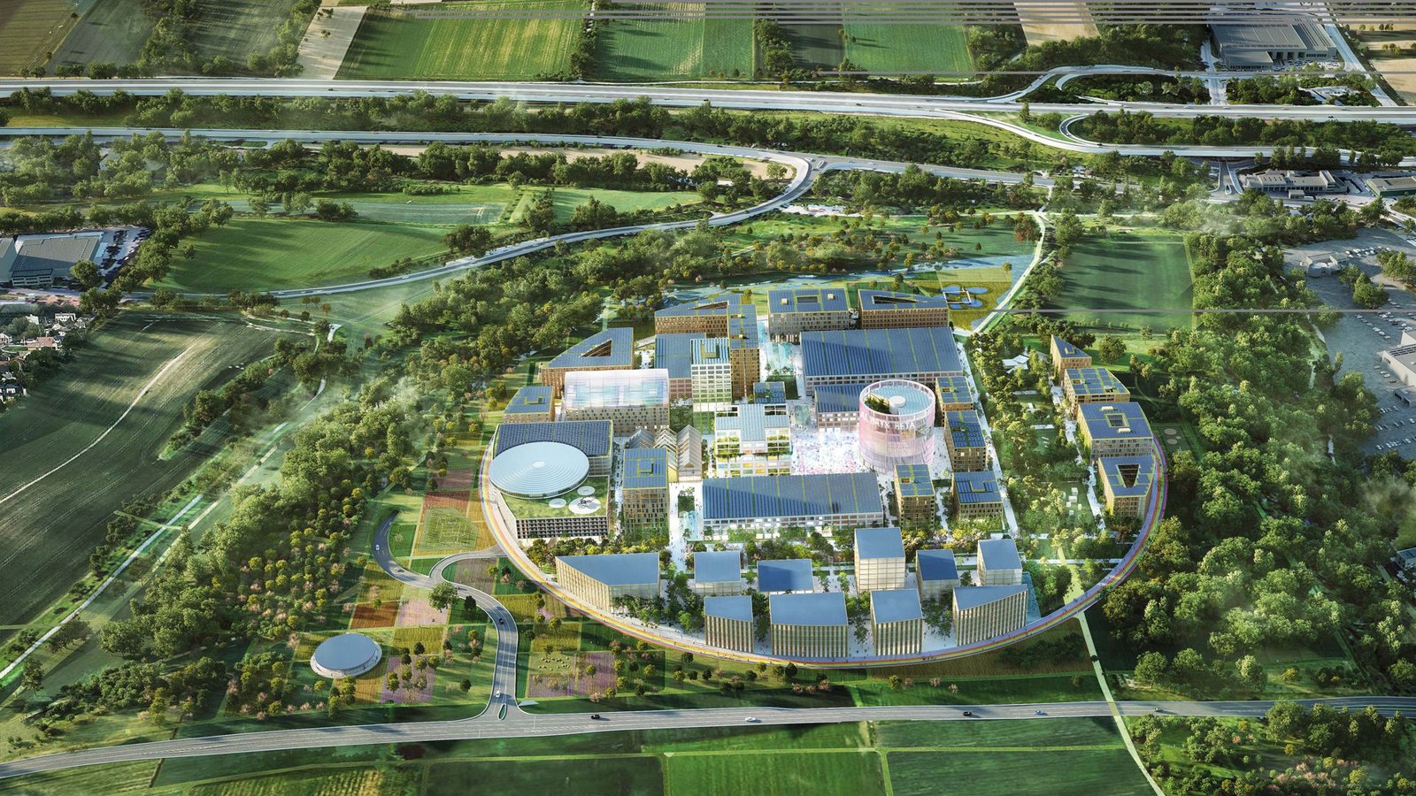 Im Norden Heilbronns soll der neue KI-Campus entstehen. Der Planungsentwurf stammt vom niederländischen Architekturbüro MVRDVFoto: Architekturbüro MVRDV/MVRDV Im Norden Heilbronns soll der neue KI-Campus entstehen. Der Planungsentwurf stammt vom niederländischen Architekturbüro MVRDVFoto: Architekturbüro MVRDV/MVRDV