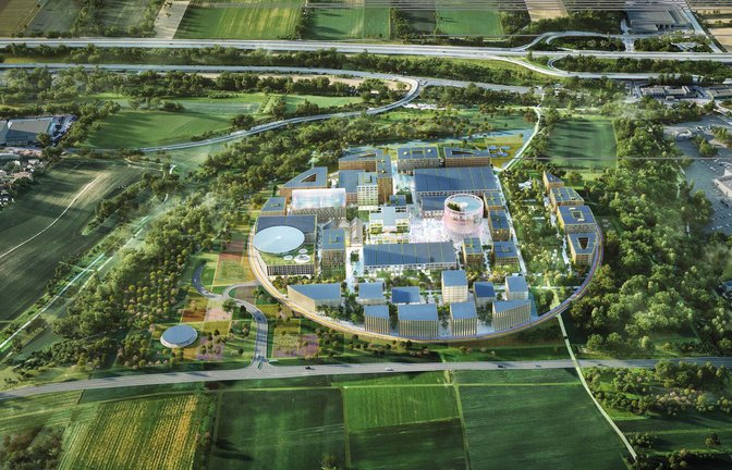 Im Norden Heilbronns soll der neue KI-Campus entstehen. Der Planungsentwurf stammt vom niederländischen Architekturbüro MVRDV<span class='image-autor'>Foto: Architekturbüro MVRDV/MVRDV</span>