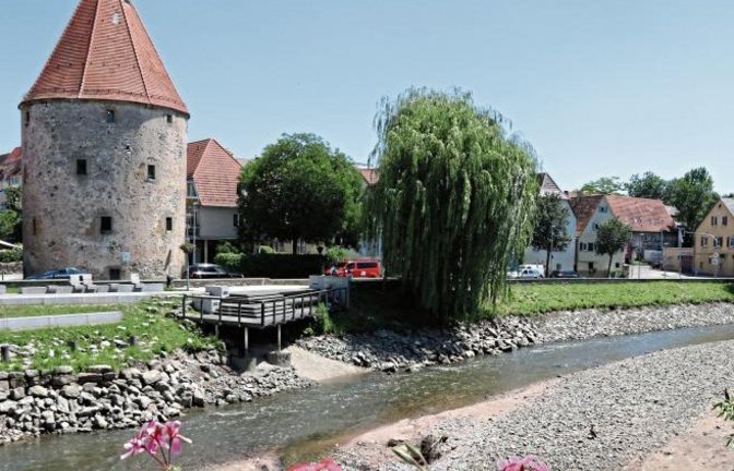 Wie angekündigt geht der Enzpegel in Vaihingen wegen Reparaturarbeiten im Wasserkraftwerk in die Knie. Foto: Bögel