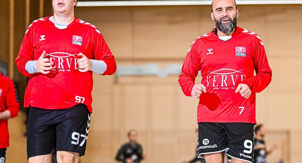 Handball, Männer, Robil Dehabe (Mitte), Moritz Modenese (rechts), HCME, HC Metter-Enz, Foto: Max Krause