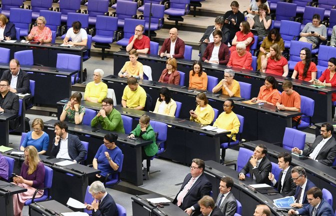 Abgeordnete der Grünen und Linken zeigten sich im Bundestag in bunter Kleidung.<span class='image-autor'>Foto: IMAGO/Future Image</span>