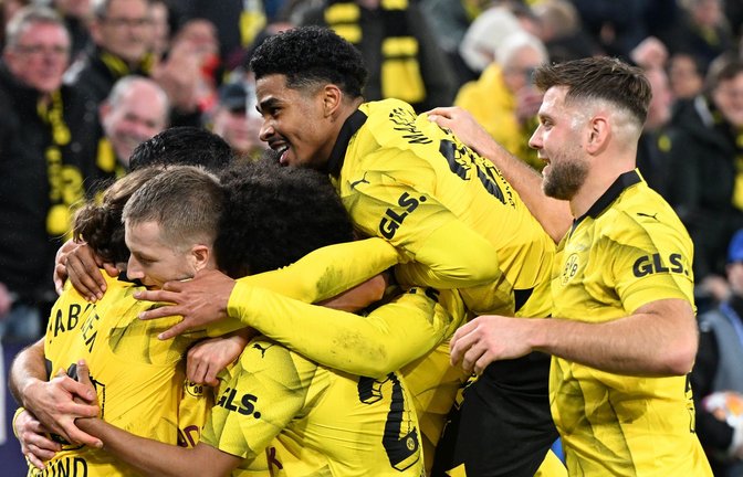 Borussia Dortmund steht zum ersten Mal seit drei Jahren wieder im Viertelfinale der Champions League. 2:0 siegte der deutsche Vizemeister vor 81.365 Zuschauern im ausverkauften Signal Iduna Park über die PSV Eindhoven.<span class='image-autor'>Foto: Federico Gambarini/dpa</span>