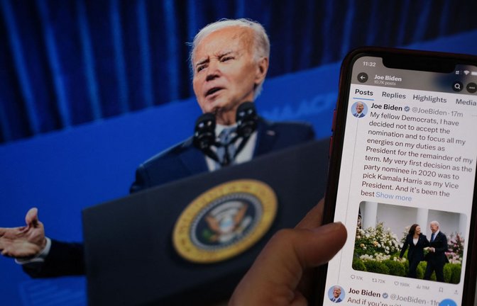 Joe Biden gibt seine erneute Präsidentschaftskandidatur für die Demokraten auf.<span class='image-autor'>Foto: AFP/CHRIS DELMAS</span>