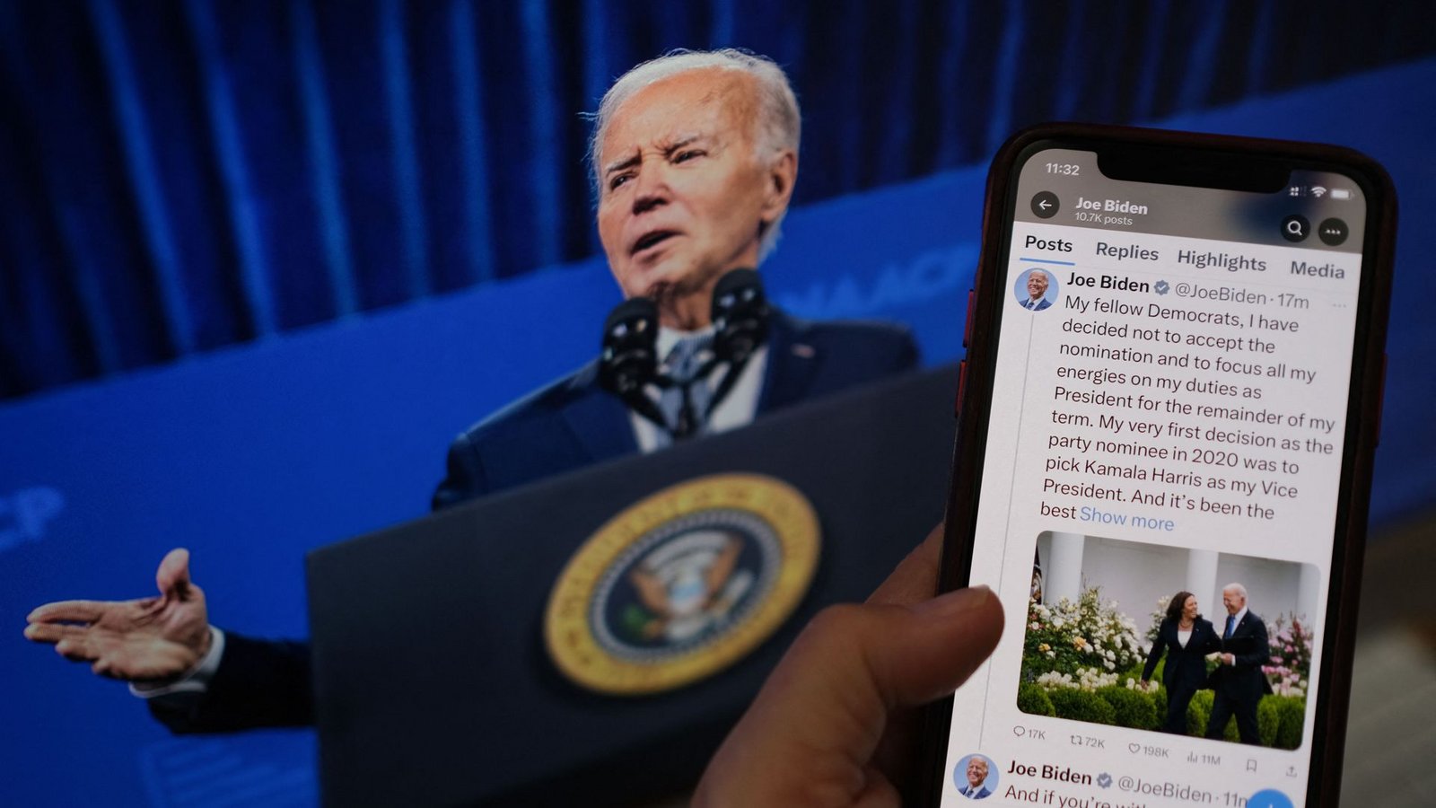 Joe Biden gibt seine erneute Präsidentschaftskandidatur für die Demokraten auf.Foto: AFP/CHRIS DELMAS Joe Biden gibt seine erneute Präsidentschaftskandidatur für die Demokraten auf.Foto: AFP/CHRIS DELMAS