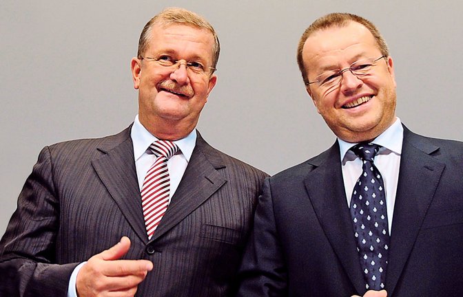 Wendelin Wiedeking und Holger Härter führten Porsche als Vorstandschef und Finanzvorstand – und gehörten dem VW-Aufsichtsrat an.<span class='image-autor'>Foto: picture-alliance/ dpa/Bernd Weißbrod</span>