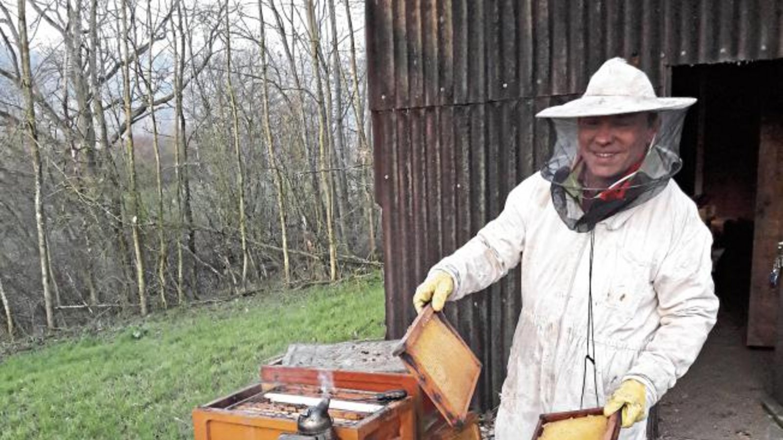 Entdeckung am Morgen: Ein Imker bereitet in Aurich das neue Bienenjahr vor.  Foto: sr
