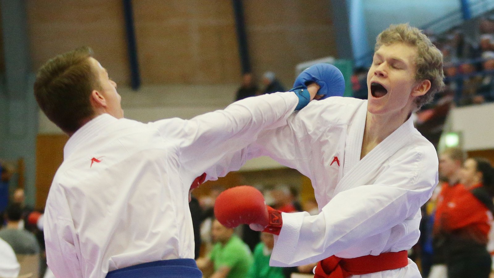 BAU //  Ludwigsburg ,  Deutsche Miesterschaft Karate ,  Felix Kuse ( Blau ) gegen  Jan Andre Henschel ( rot ) 