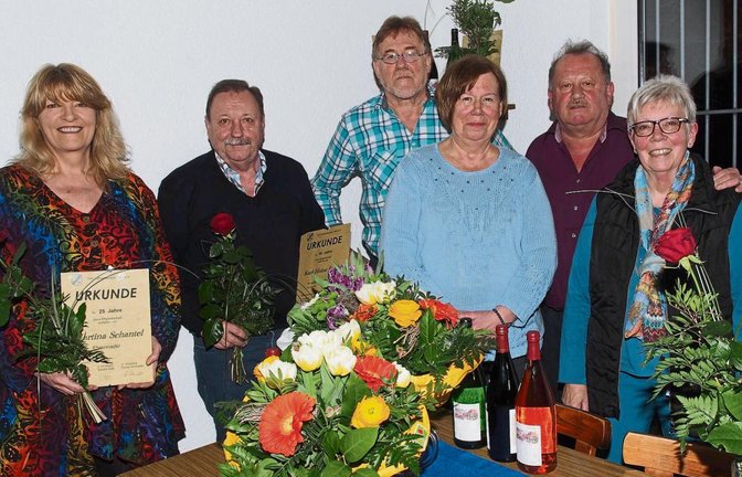 Ehrungen beim TSV Häfnerhaslach – von links: Martina Schantel, Karl-Heinz Faigle, Egon Holzhäuer, Christel Mallok, Willy Gerlacher und Annette Stockbrink. Foto: p