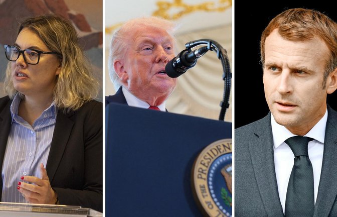 Die grönländische Ministerin Naaja Nathanielsen lobte Europas Reaktionen auf Trumps angekündigte Zusatzzölle, Frankreichs Präsident Emmanuel Macron nannte die Zölle „inakzeptabel“.<span class='image-autor'>Foto: IMAGO/Ritzau Scanpix/IMAGO/Christian Klindt Soelbeck/Odd ANDERSEN and STEPHANE MAHE/AFP</span>