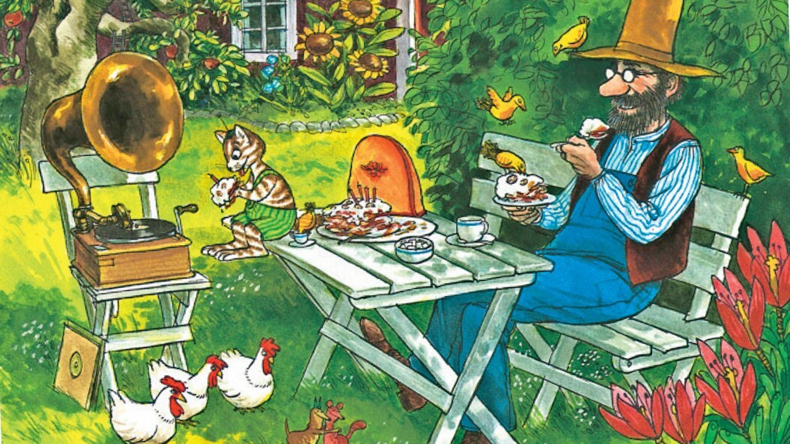 Der schwedische Kinderbuchautor und Illustrator Sven Nordvist feiert 80. Geburtstag – seine Helden Pettersson und Findus würden bei diesem Anlass Pfannkuchentorte kredenzen.Foto: Oettinger-Verlag/Sven Nordqvist