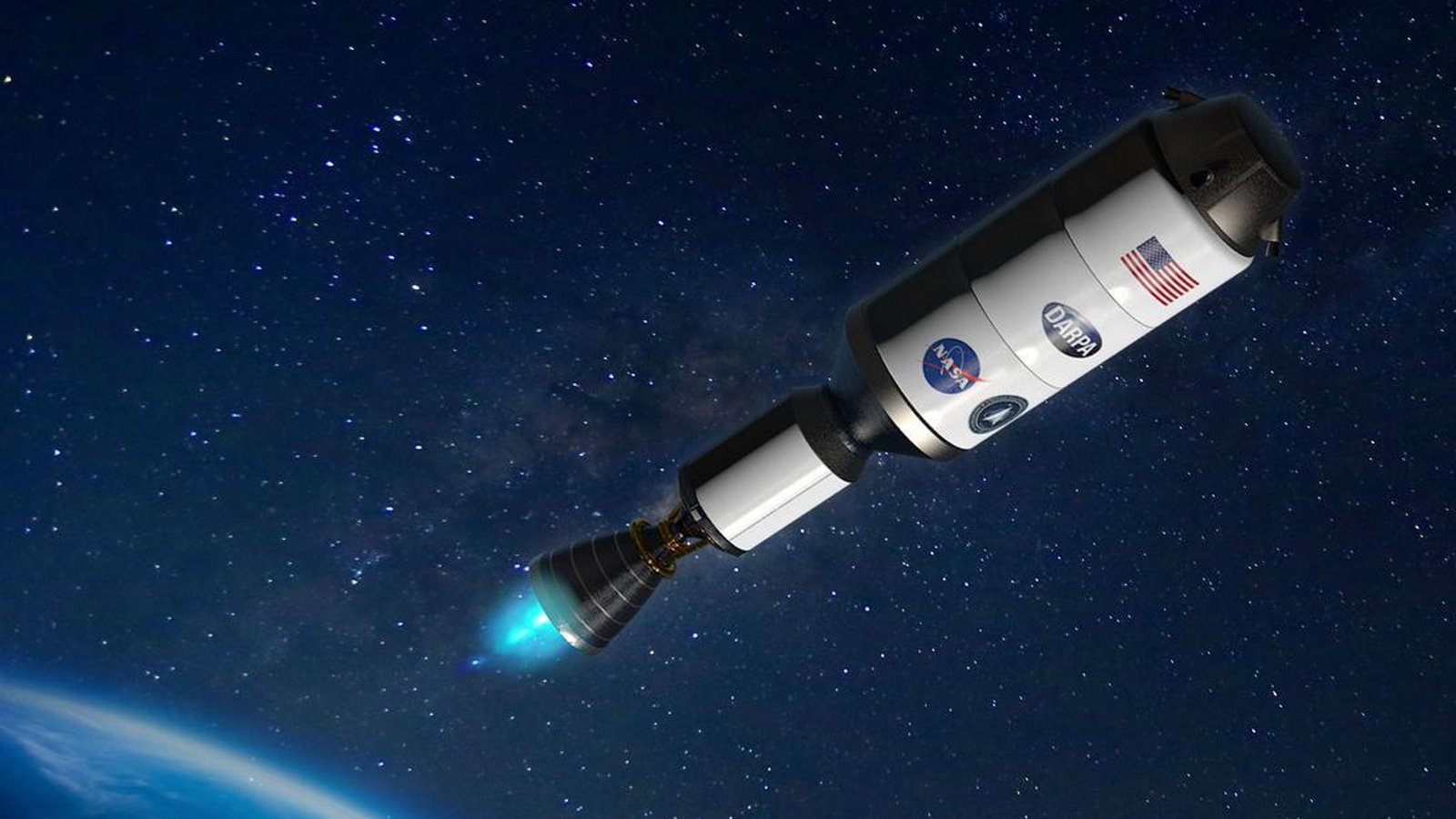 So könnte die atomgetriebene Rakete, die einmal zum Mars fliegen soll, aussehen.Foto: Nasa/DARPA So könnte die atomgetriebene Rakete, die einmal zum Mars fliegen soll, aussehen.Foto: Nasa/DARPA